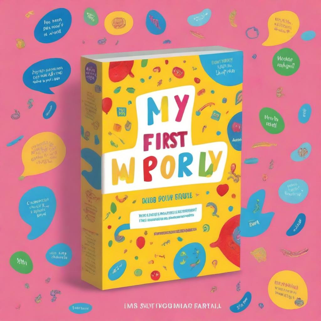 Create a vibrant front cover for a box set titled 'My First Words'