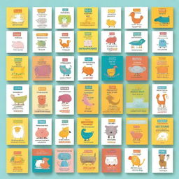 Design a vibrant and colorful box set titled 'My First Words' for kids