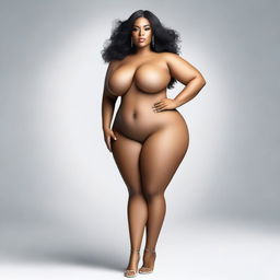 A realistic depiction of a model with a curvaceous figure