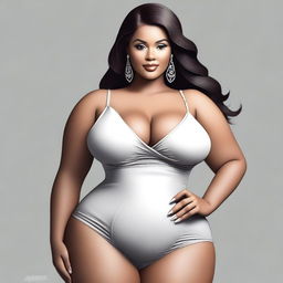 A realistic depiction of a model with a curvaceous figure