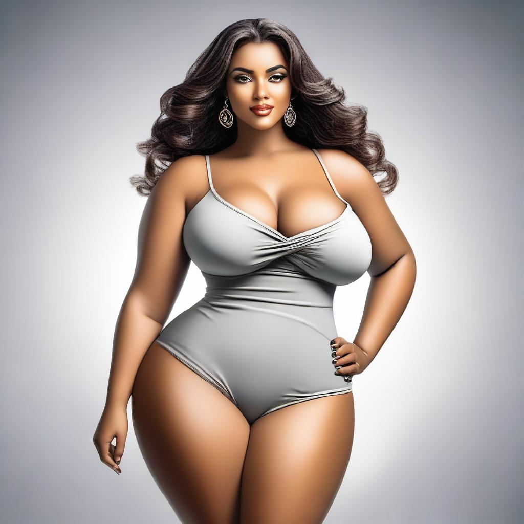 A realistic depiction of a model with a curvaceous figure