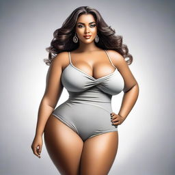 A realistic depiction of a model with a curvaceous figure