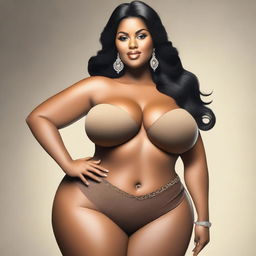 A realistic depiction of a model with a curvaceous figure