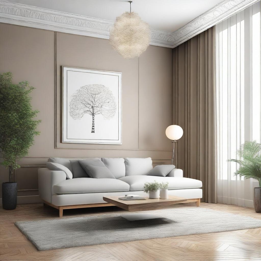 Redesign and redecorate the room in the provided image using artificial intelligence to create a modern and aesthetically pleasing environment