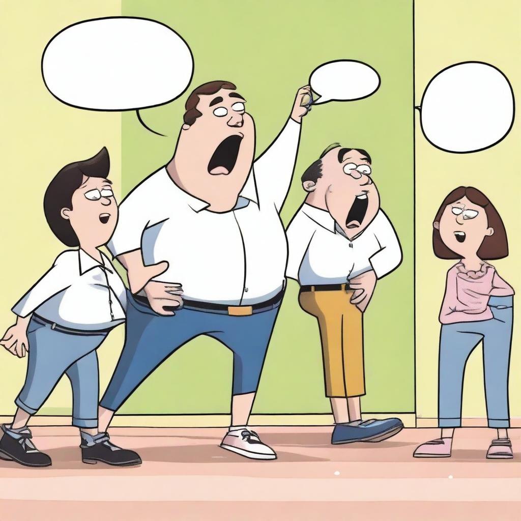 Depict a humorous scene where the individual, in the midst of their situation, lets out a fart