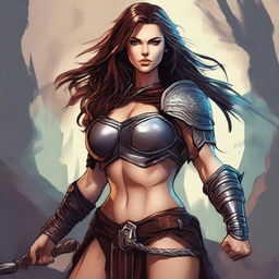 Create a detailed digital illustration of a woman warrior