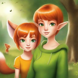 Create a movie poster featuring a pixie and a young girl in the countryside