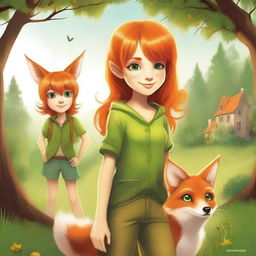 Create a movie poster featuring a pixie and a young girl in the countryside