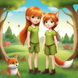 Create a movie poster featuring a pixie and a young girl in the countryside