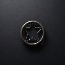 A shiny star symbol made out of polished metal pipe, artfully bent and welded into shape, against a dark, moody background.