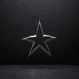 A shiny star symbol made out of polished metal pipe, artfully bent and welded into shape, against a dark, moody background.