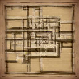 Generate a medieval style map of a large sewer network laid out in a square grid