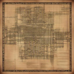 Generate a medieval style map of a large sewer network laid out in a square grid