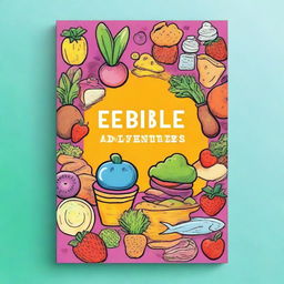 Design a colorful and playful A4 size cover page for the topic 'Edible Adventures'