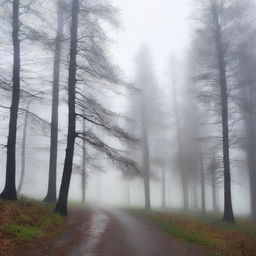 Generate an image showcasing the Black Forest of Germany under a gentle rain shower