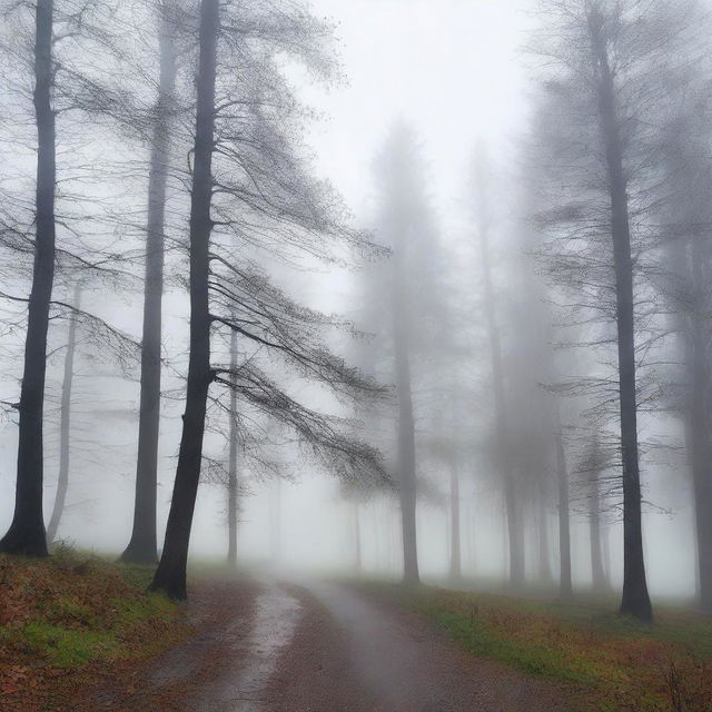 Generate an image showcasing the Black Forest of Germany under a gentle rain shower