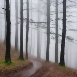 Generate an image showcasing the Black Forest of Germany under a gentle rain shower