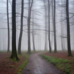 Generate an image showcasing the Black Forest of Germany under a gentle rain shower