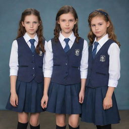 Airpunk school uniforms featuring lightweight materials, aviation-inspired details, and ethereal colors, blended with elements of classic school attire.