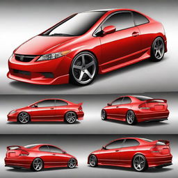 Generate an image of a customized Honda Civic LX from the year 2009