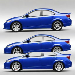 Generate an image of a customized blue Honda Civic LX sedan from the year 2009