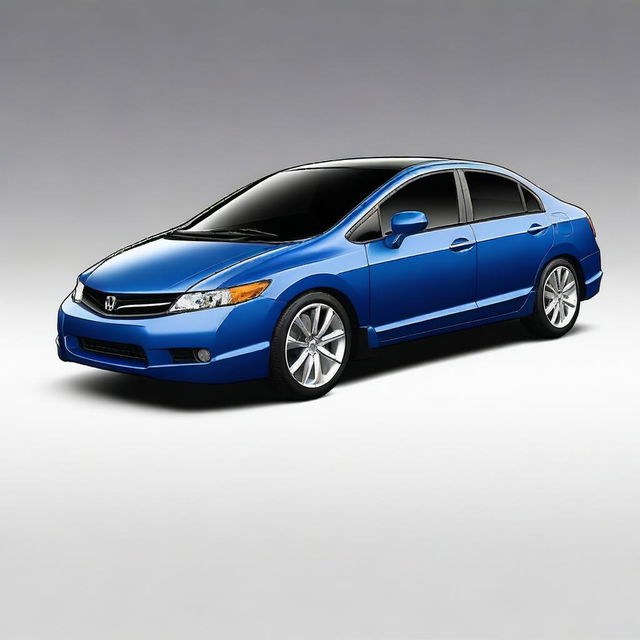 Generate an image of a customized blue Honda Civic LX sedan from the year 2009