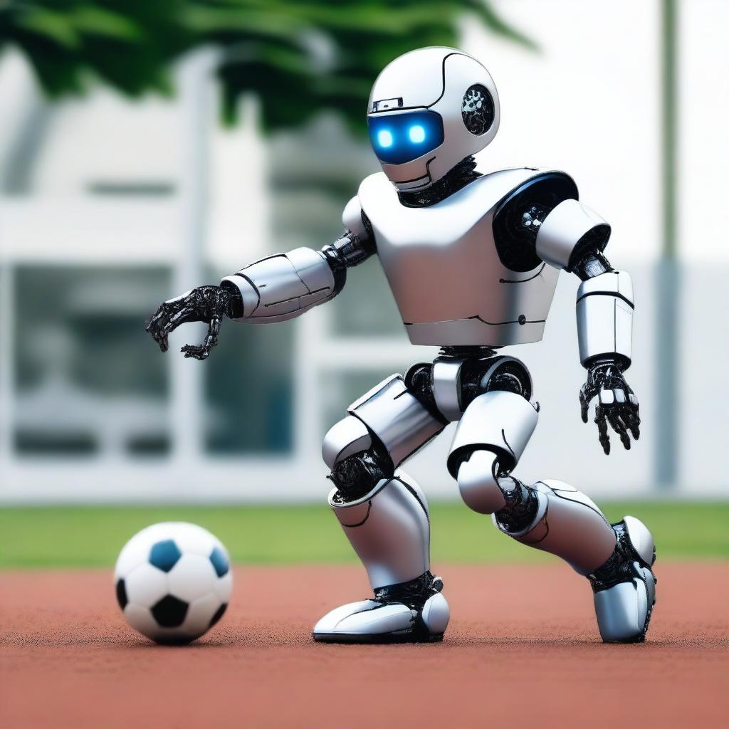 A robot playing football