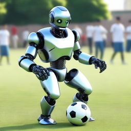 A robot playing football