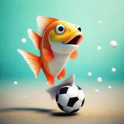 A fish playing football