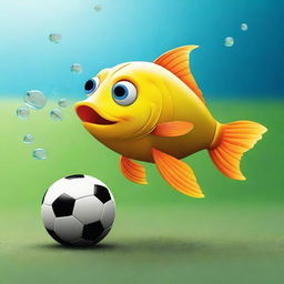 A fish playing football