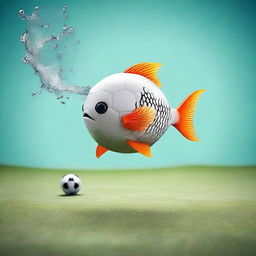 A fish playing football