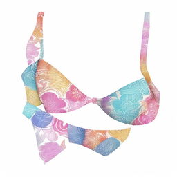 Generate an image of a colorful and stylish bikini on a white background