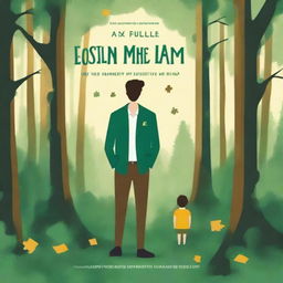 Create a novel cover featuring a young businessman named Alex, who after losing everything, retreats to the forest out of embarrassment