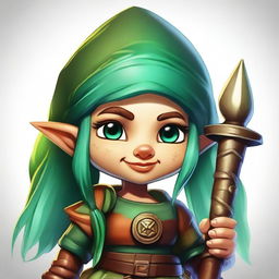 This is a vibrant digital art representation of a female gnome from the fantasy universe