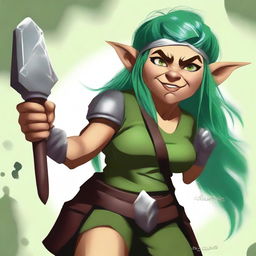 This digital art piece vividly portrays an older female gnome barbarian from the Dungeons and Dragons universe