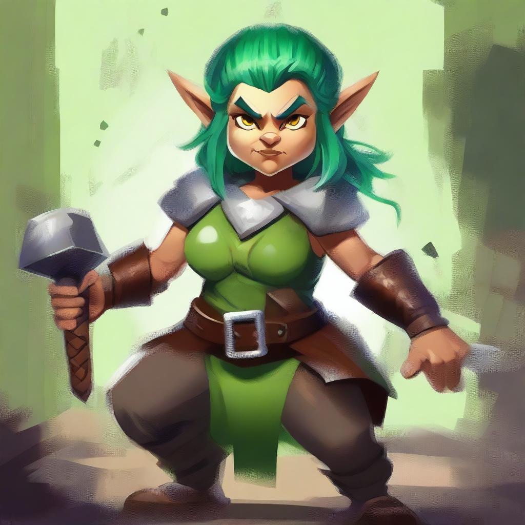 This digital art piece vividly portrays an older female gnome barbarian from the Dungeons and Dragons universe