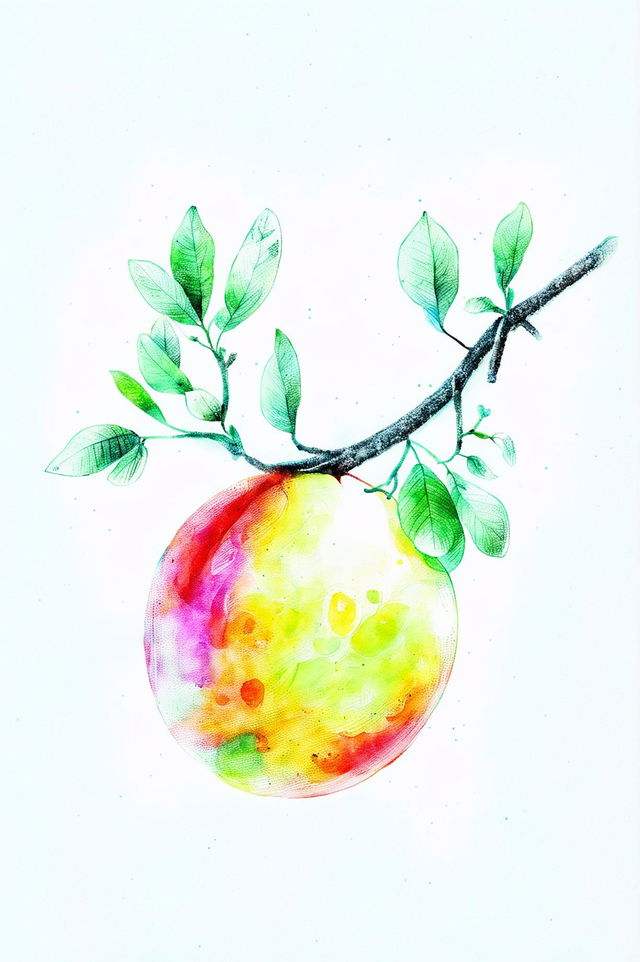 A watercolour painting of a vibrant fruit, with a soft and dreamy look