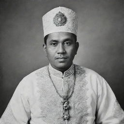 Historic portrait of Teuku Umar, renowned Indonesian national hero in his traditional attire