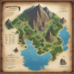 Modify the previous request and generate a detailed map of a continent in the Dungeons and Dragons universe