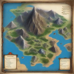 Modify the previous request and generate a detailed map of a continent in the Dungeons and Dragons universe