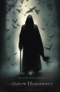 This is a request for an ultra high resolution artistic book cover for a dark fantasy novel titled "The Shadow of Humanity", incorporating dark, ominous elements and a dramatic title display