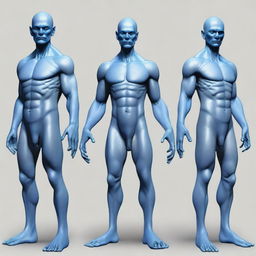 Generate an image of a Vedalken, a race of humanoid beings known for their blue skin and intellectual prowess.