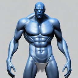 Generate an image of a Vedalken, a race of humanoid beings known for their blue skin and intellectual prowess.