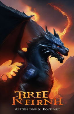 Create a fantasy book cover titled 'Fire of the North' featuring an epic black dragon