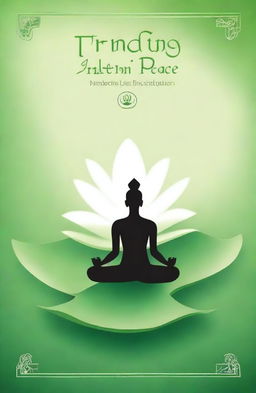 Create a serene masterpiece for a spiritual meditation book cover titled 'Finding inner peace'