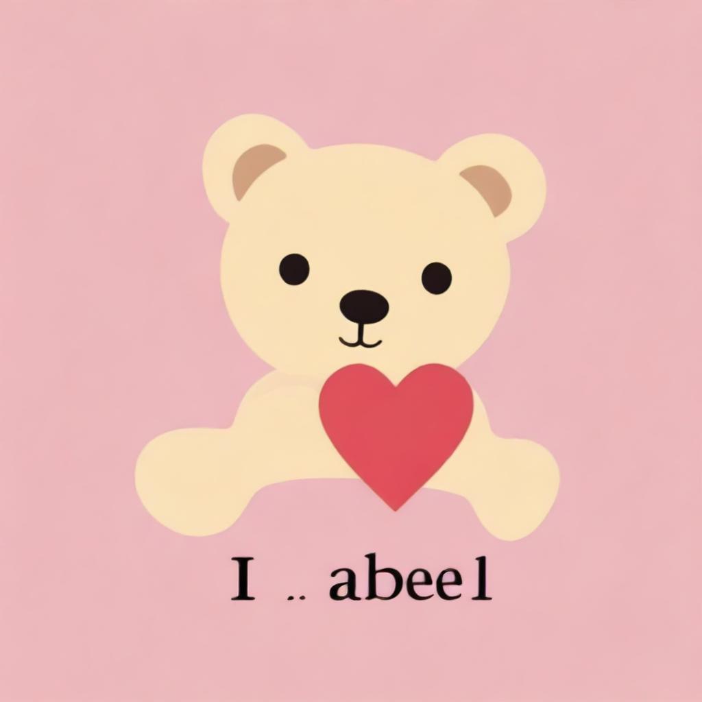 Generate an image of the name 'Isabel' artistically written. Add a heart and a teddy bear to compliment the name.