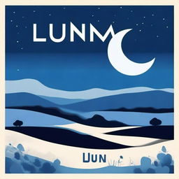 Create a landscape image with a blue moon and the word 'Luna' incorporated into the scene