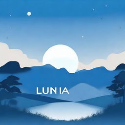 Create a landscape image with a blue moon and the word 'Luna' incorporated into the scene