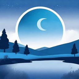 Create a landscape image with a blue moon and the word 'Luna' incorporated into the scene