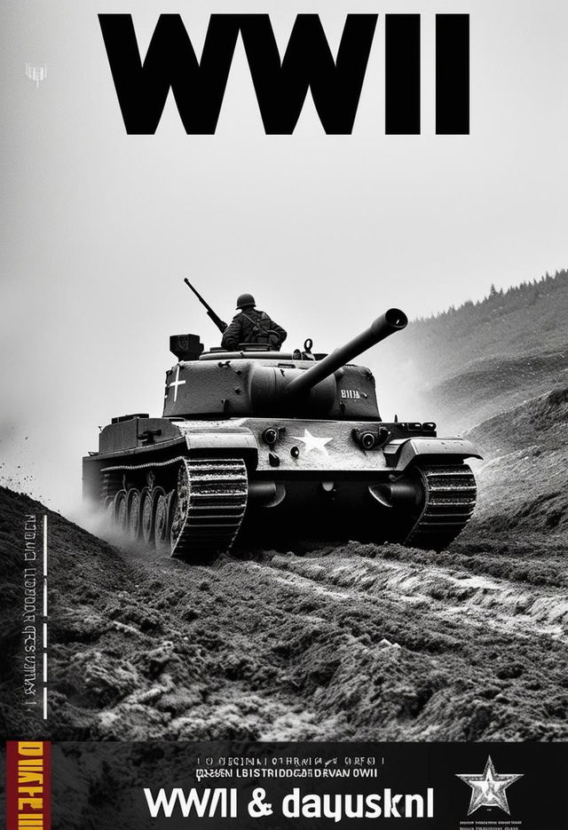 A historical book cover for 'WWII', featuring a grainy black and white photo of a German tank.